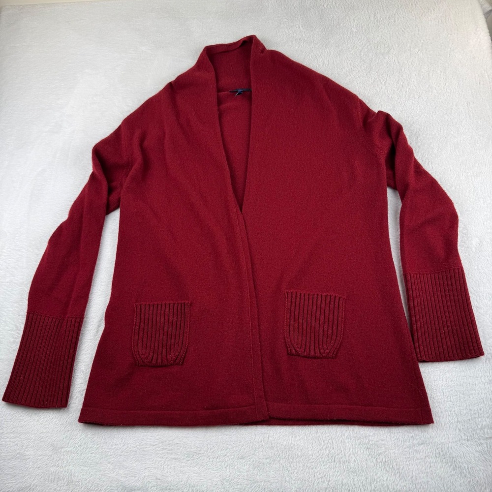 Enzo Mantovani Cardigan Womens XL Burgundy Red 100% Cashmere Made in Italy Shawl